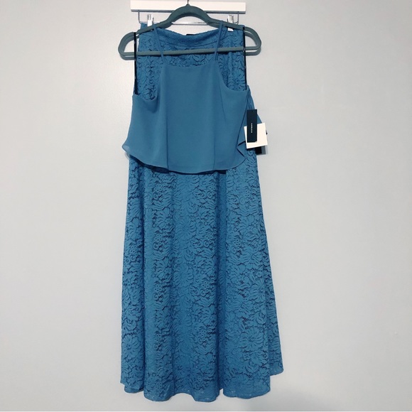 NWT Lulu's Lifetime Memories Lace Slate Blue Maxi Dress Skirt Set - Picture 5 of 11